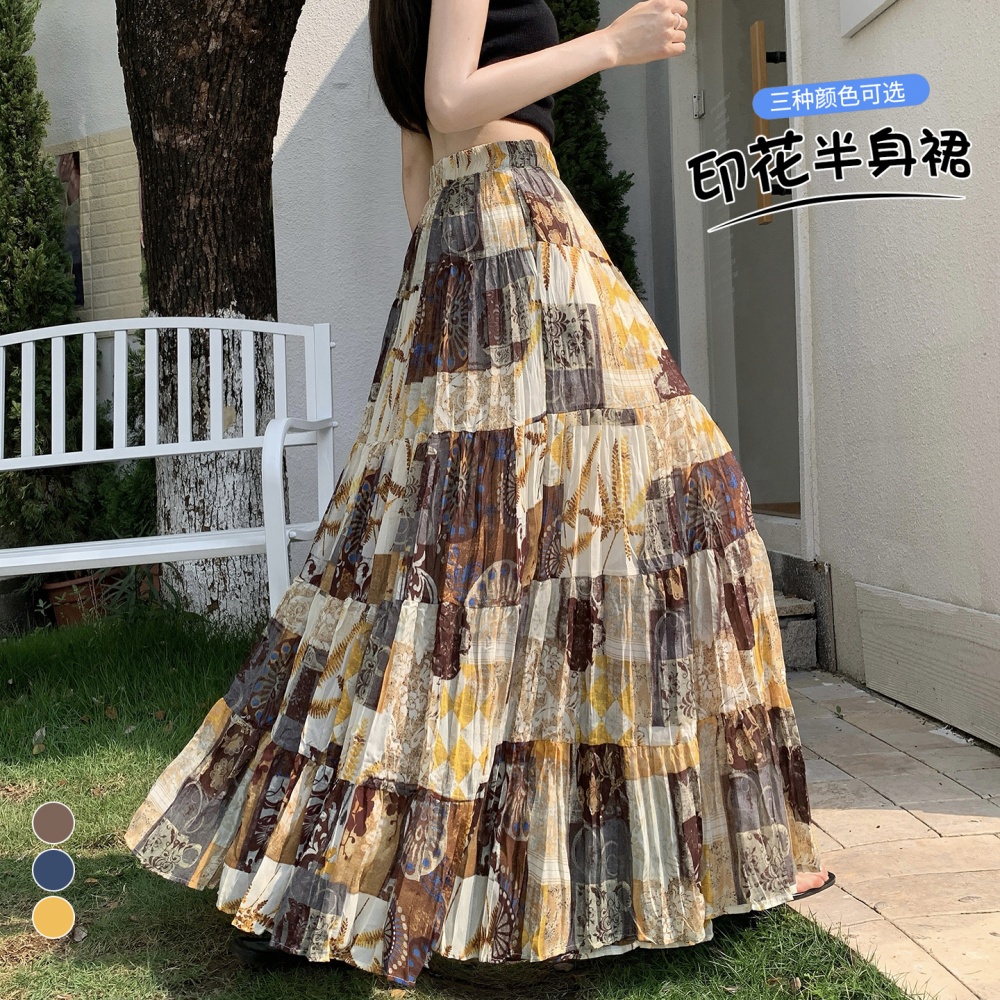 Slim chiffon skirt cake fold long dress for women