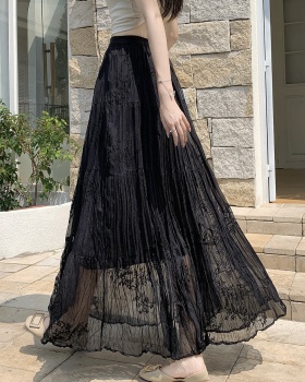 Cake pleated long dress high waist skirt for women