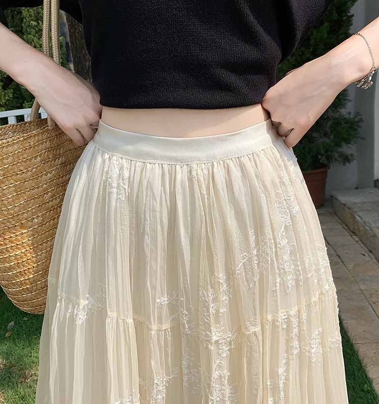 Cake pleated long dress high waist skirt for women