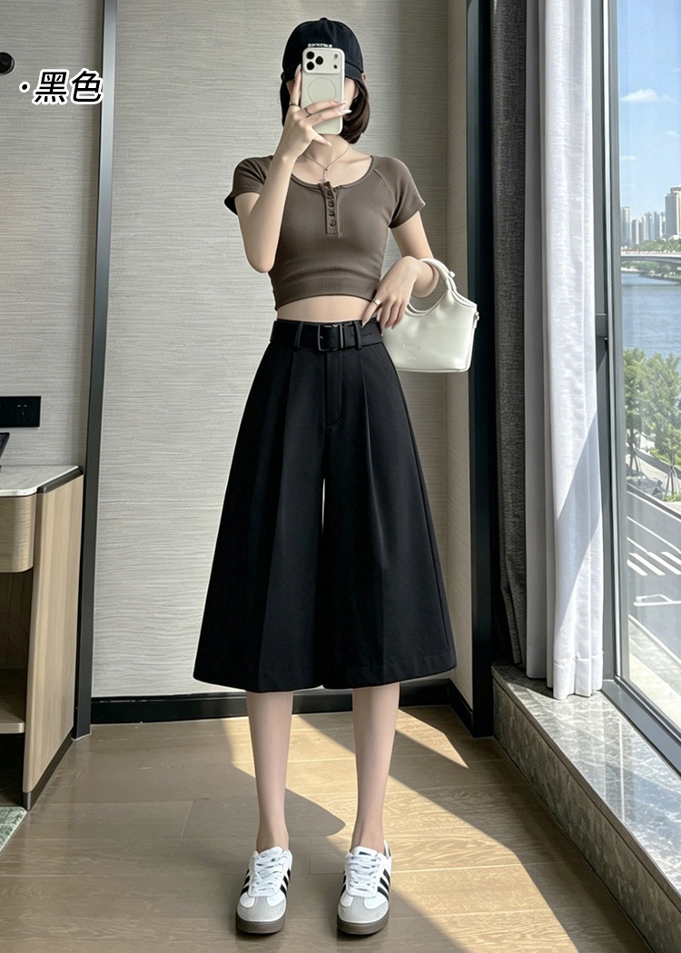 High waist wide leg pants ice silk casual pants for women