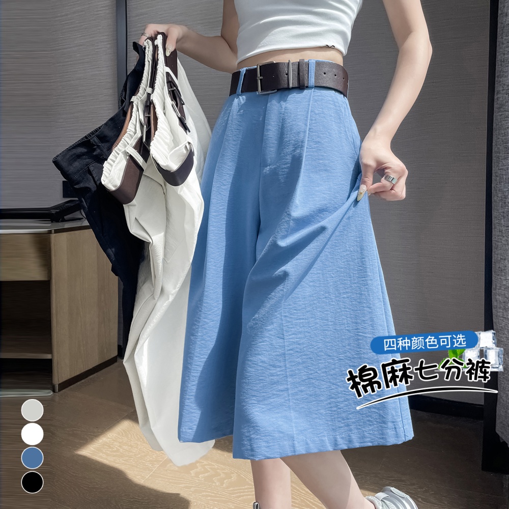 High waist wide leg pants ice silk casual pants for women