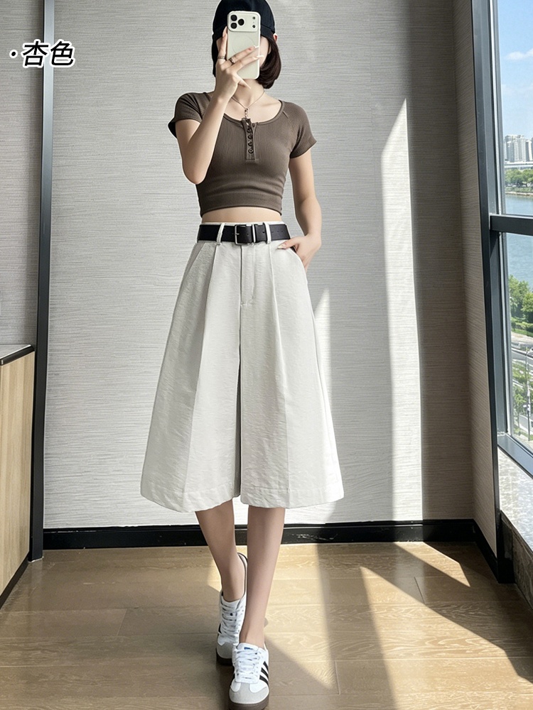 High waist wide leg pants ice silk casual pants for women