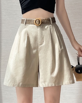 Casual high waist shorts wears outside wide leg pants for women