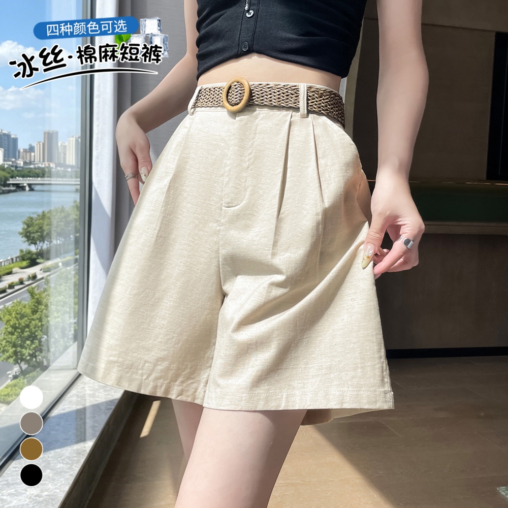 Casual high waist shorts wears outside wide leg pants for women