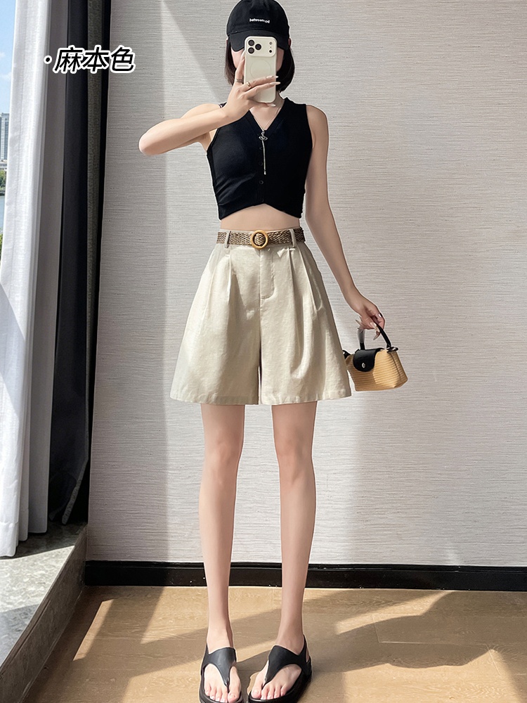 Casual high waist shorts wears outside wide leg pants for women
