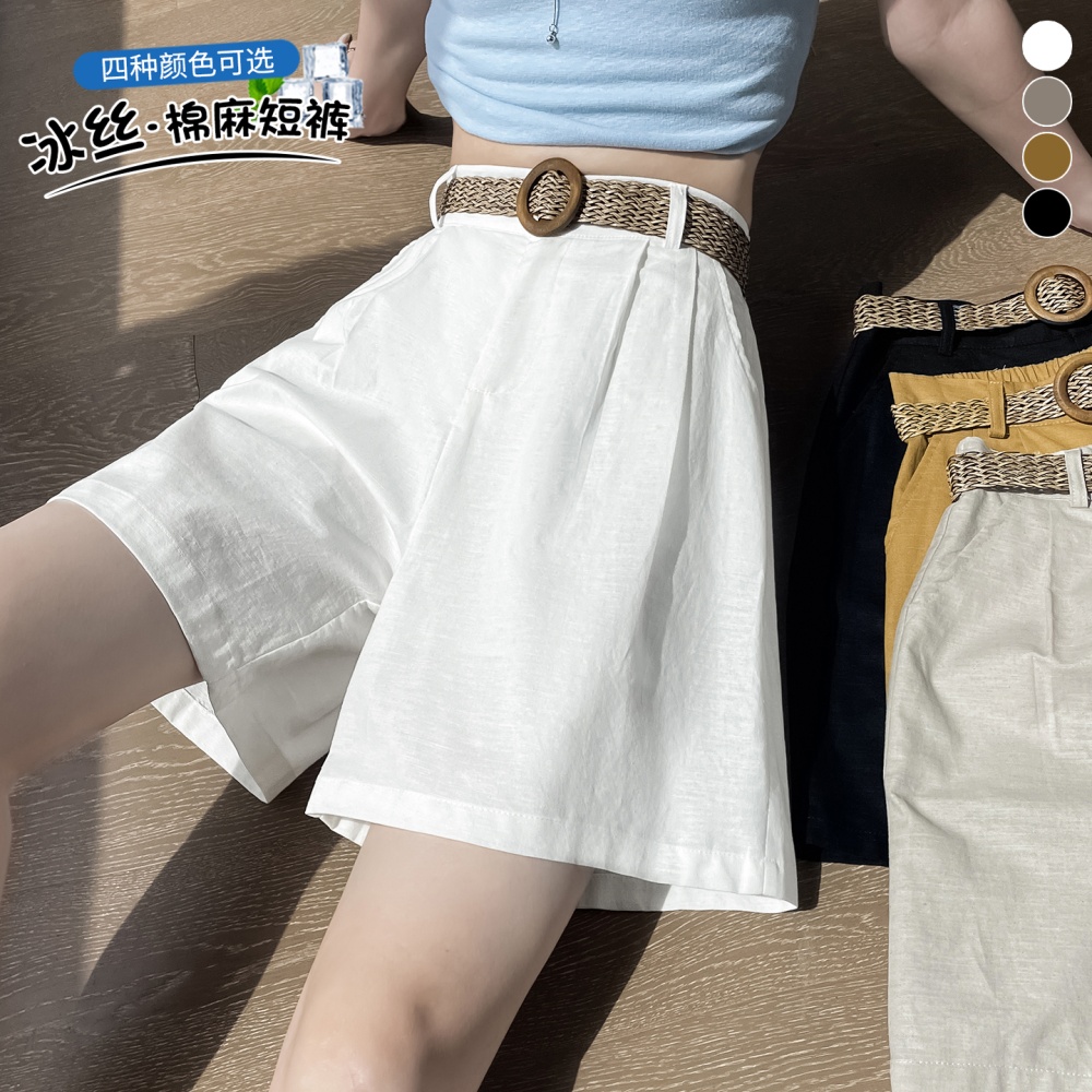 Casual high waist shorts wears outside wide leg pants for women