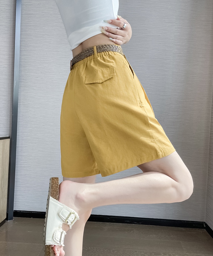 Casual high waist shorts wears outside wide leg pants for women