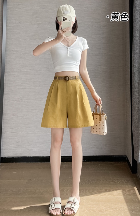 Casual high waist shorts wears outside wide leg pants for women