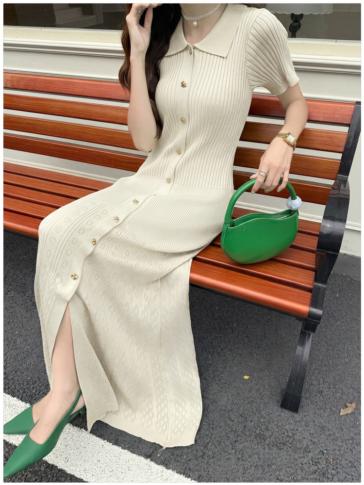 Ladies mermaid summer long dress chanelstyle lapel dress
