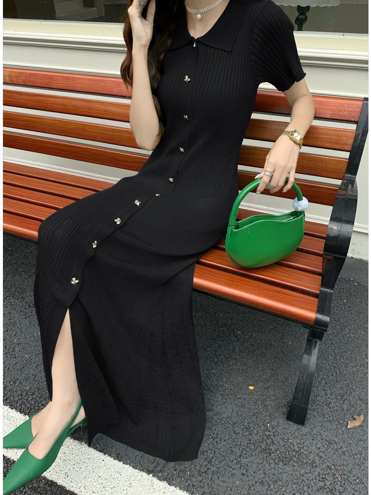 Ladies mermaid summer long dress chanelstyle lapel dress
