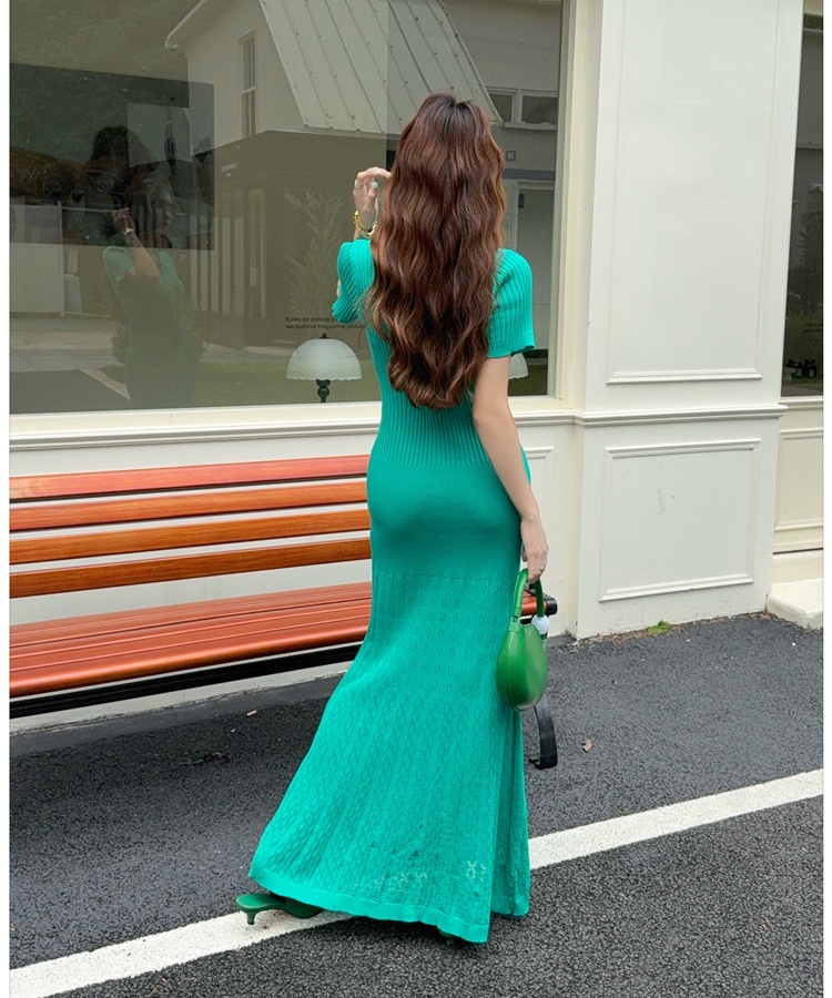 Ladies mermaid summer long dress chanelstyle lapel dress