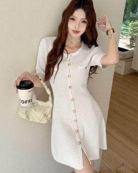 A-line summer T-back France style chanelstyle dress