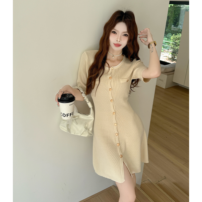 A-line summer T-back France style chanelstyle dress