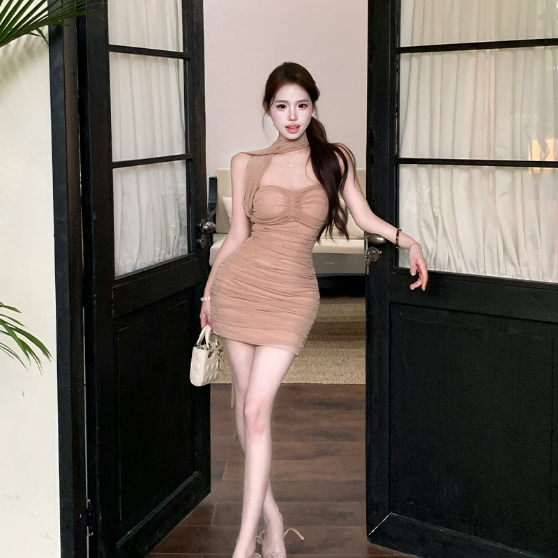 Slim summer France style dress streamer enticement T-back