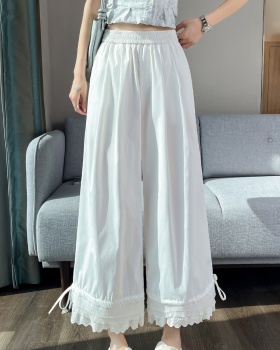 High waist wide leg pants ice silk pants for women