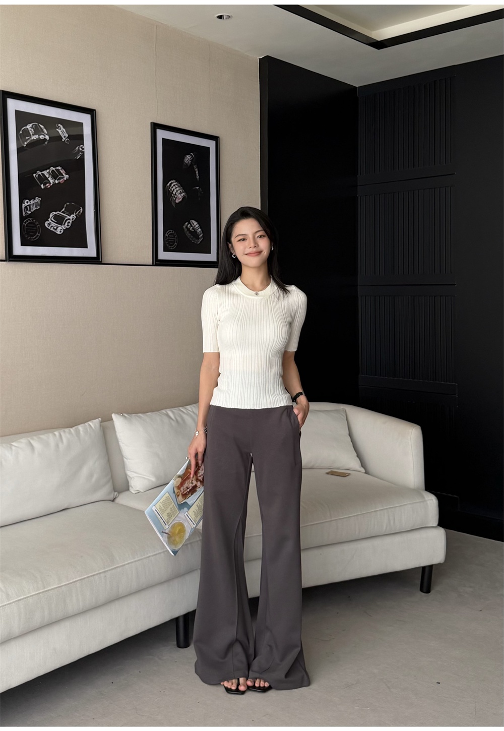 All-match short sleeve tops slim summer T-shirt for women