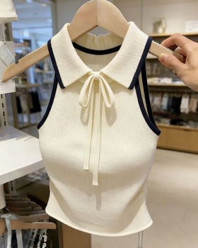 Knitted Western style bottoming shirt sleeveless summer vest