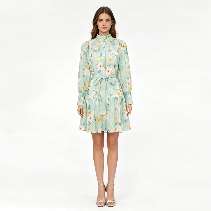 Short painting painted spring and summer dress