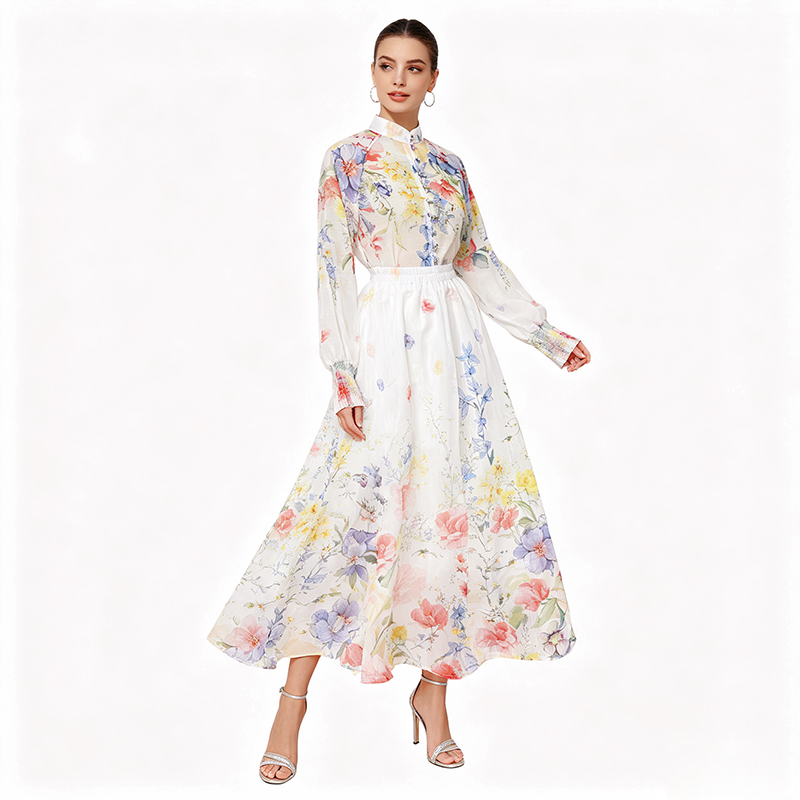 Beautiful sweet skirt high waist shirt 2pcs set