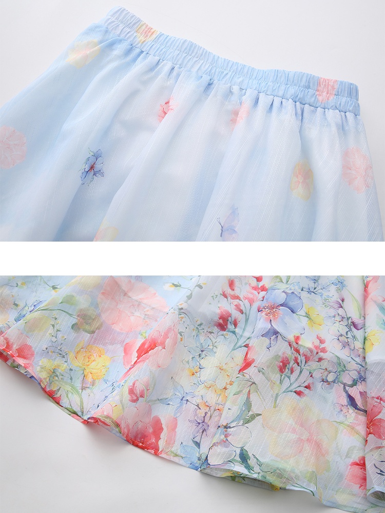 Lantern sleeve beautiful skirt high waist shirt 2pcs set