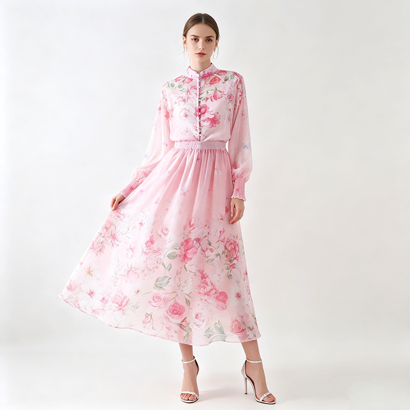 Beautiful high waist skirt spring and summer shirt 2pcs set