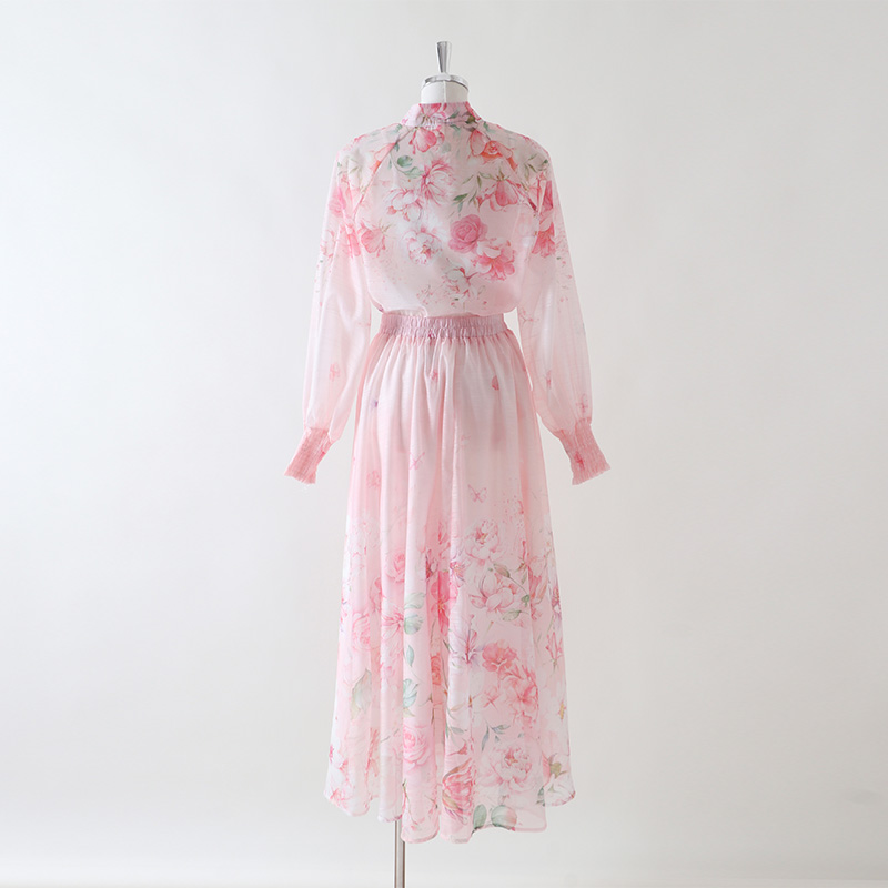 Beautiful high waist skirt spring and summer shirt 2pcs set