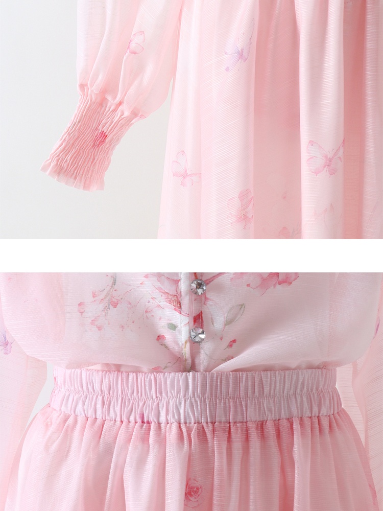 Beautiful high waist skirt spring and summer shirt 2pcs set