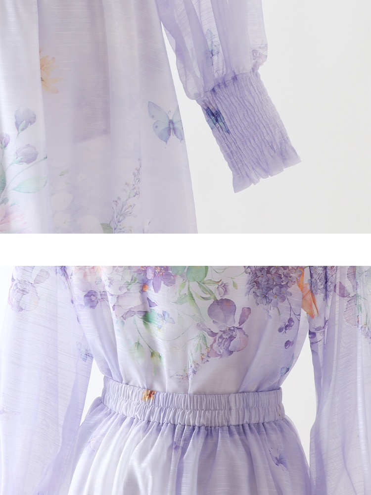 Spring and summer beautiful shirt sweet skirt 2pcs set