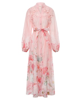 Stereoscopic beading spring and summer pinched waist dress