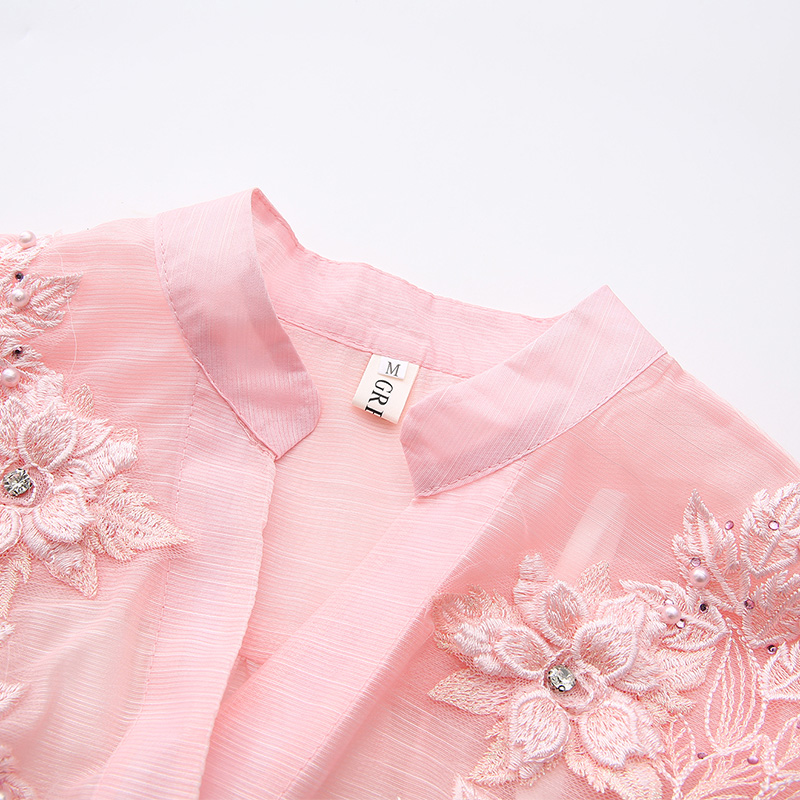 Stereoscopic beading spring and summer pinched waist dress