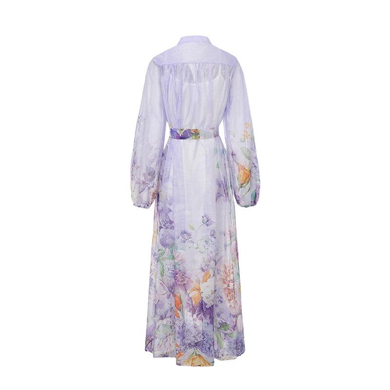 Pinched waist big skirt stereoscopic beading flowers dress
