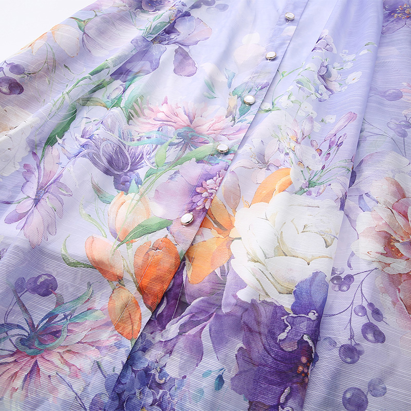 Pinched waist big skirt stereoscopic beading flowers dress