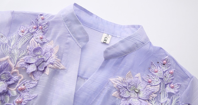 Pinched waist big skirt stereoscopic beading flowers dress