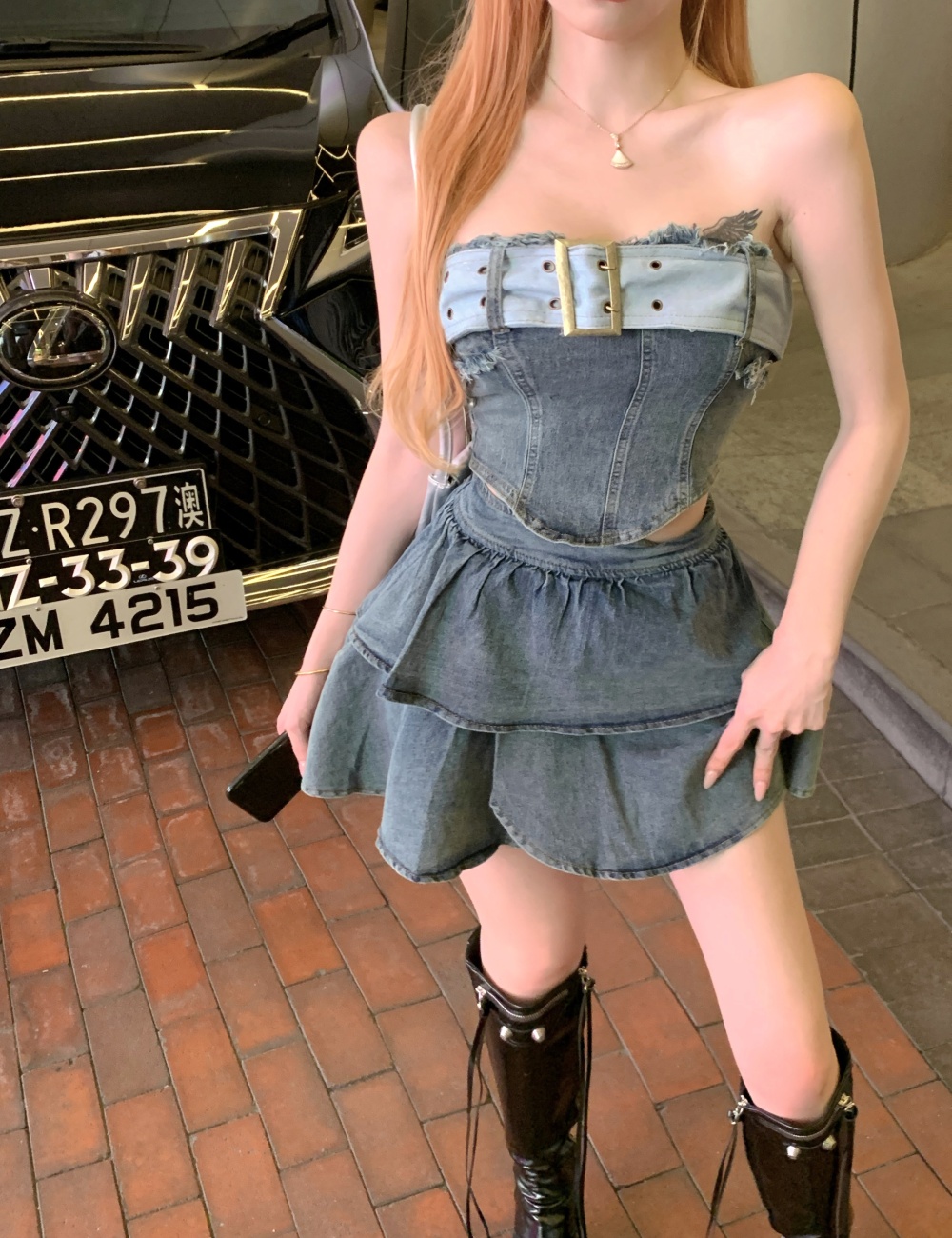 Spicegirl tops short skirt 2pcs set for women
