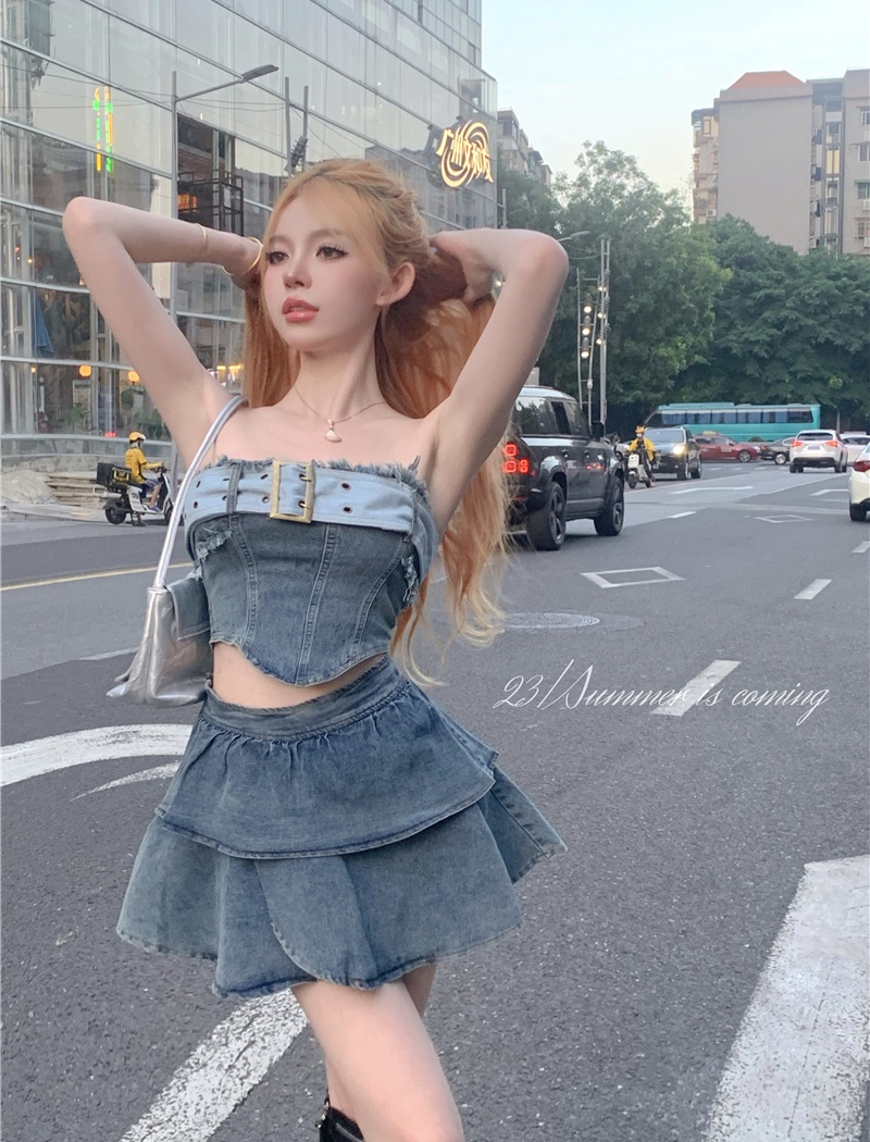 Spicegirl tops short skirt 2pcs set for women