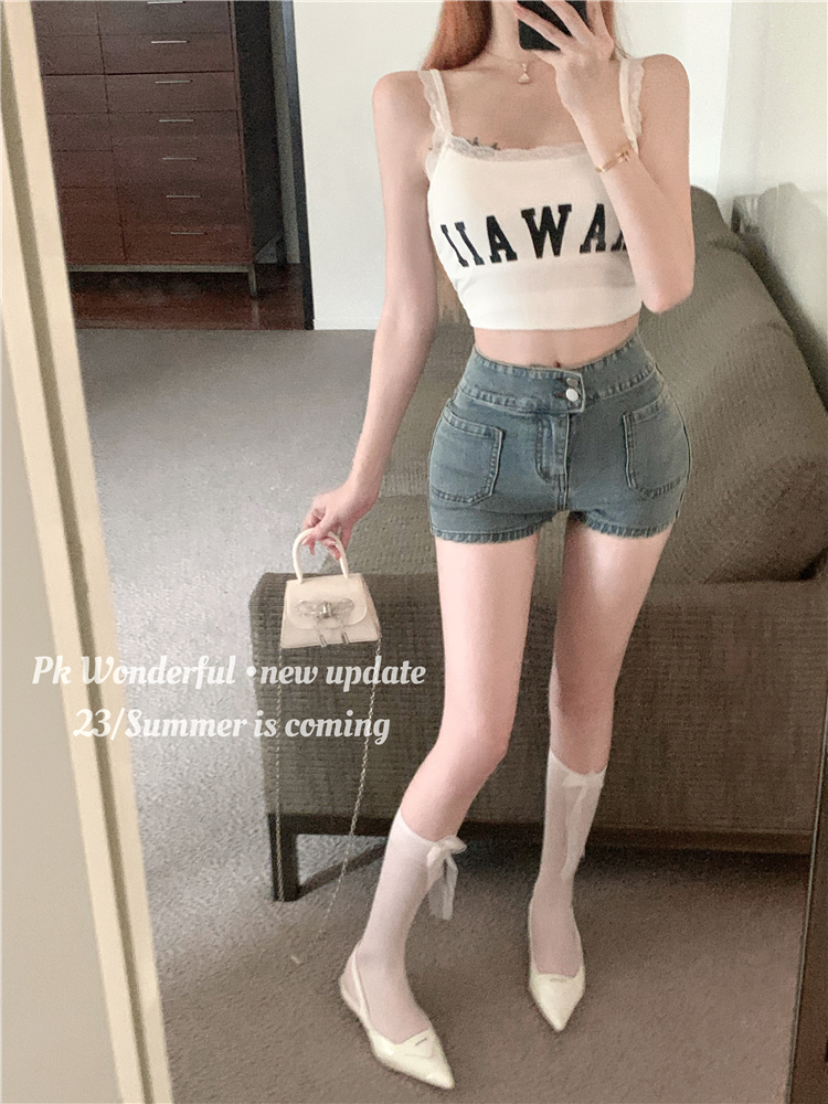 Summer A-line package hip shorts tight spicegirl jeans