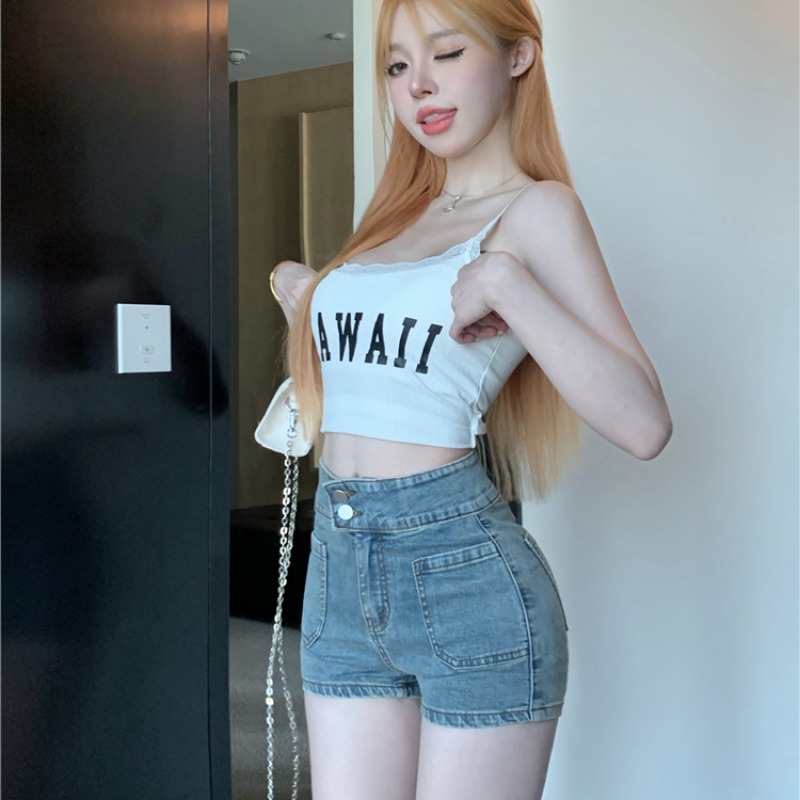 Summer A-line package hip shorts tight spicegirl jeans