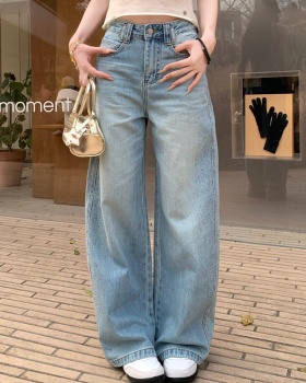 Loose light-blue long pants mopping jeans for women