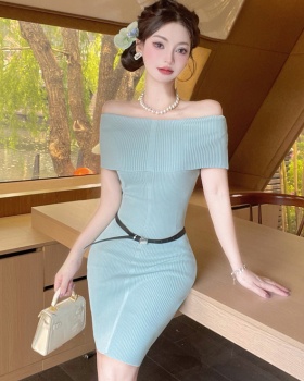 Package hip enticement dress Korean style knitted T-back