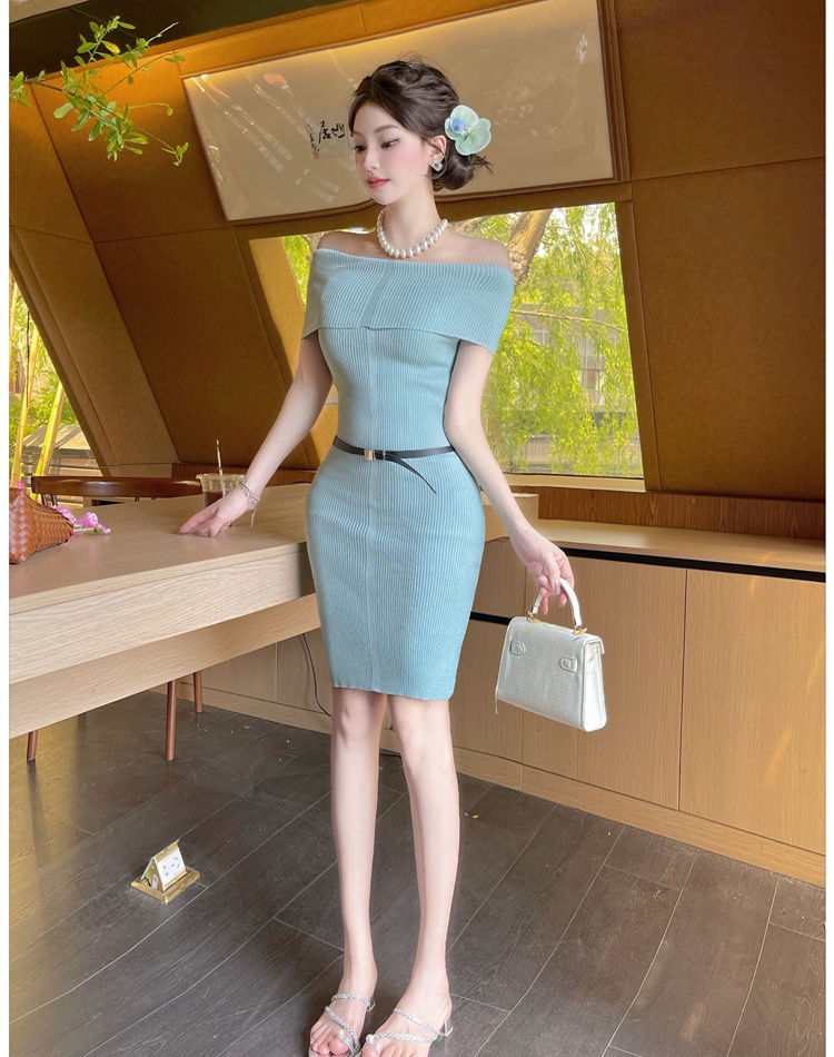 Package hip enticement dress Korean style knitted T-back