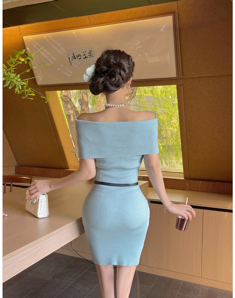 Package hip enticement dress Korean style knitted T-back