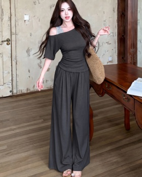 Summer tops Casual long pants 2pcs set for women