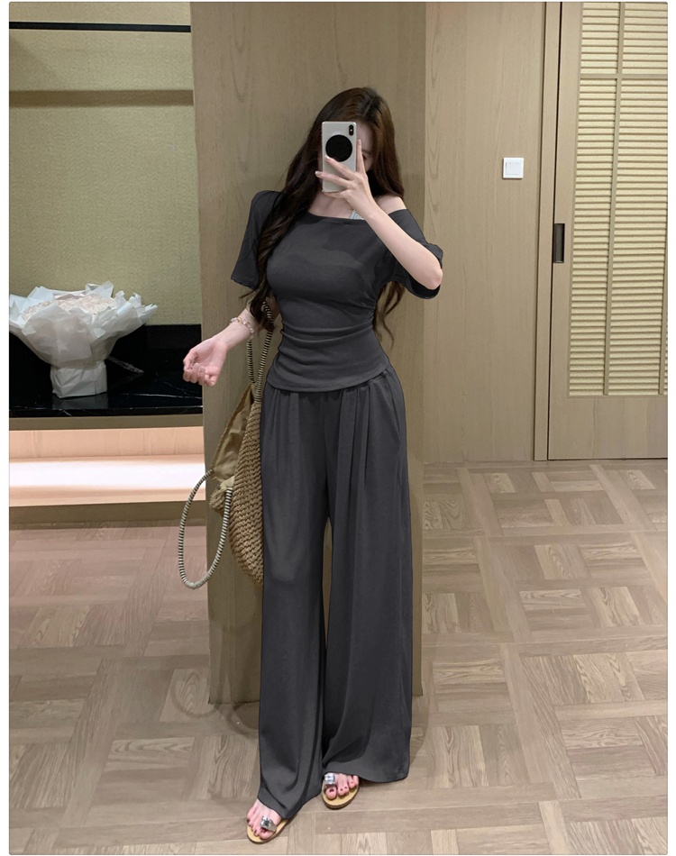 Summer tops Casual long pants 2pcs set for women