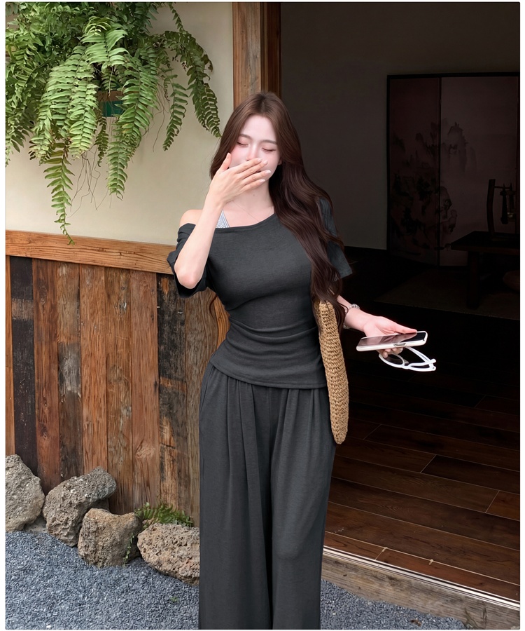 Summer tops Casual long pants 2pcs set for women