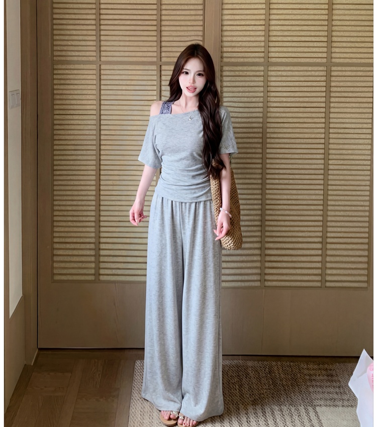 Summer tops Casual long pants 2pcs set for women
