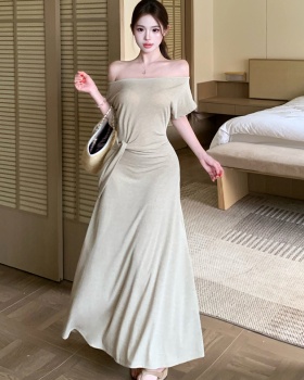 Summer pinched waist long dress slim frenum dress for women