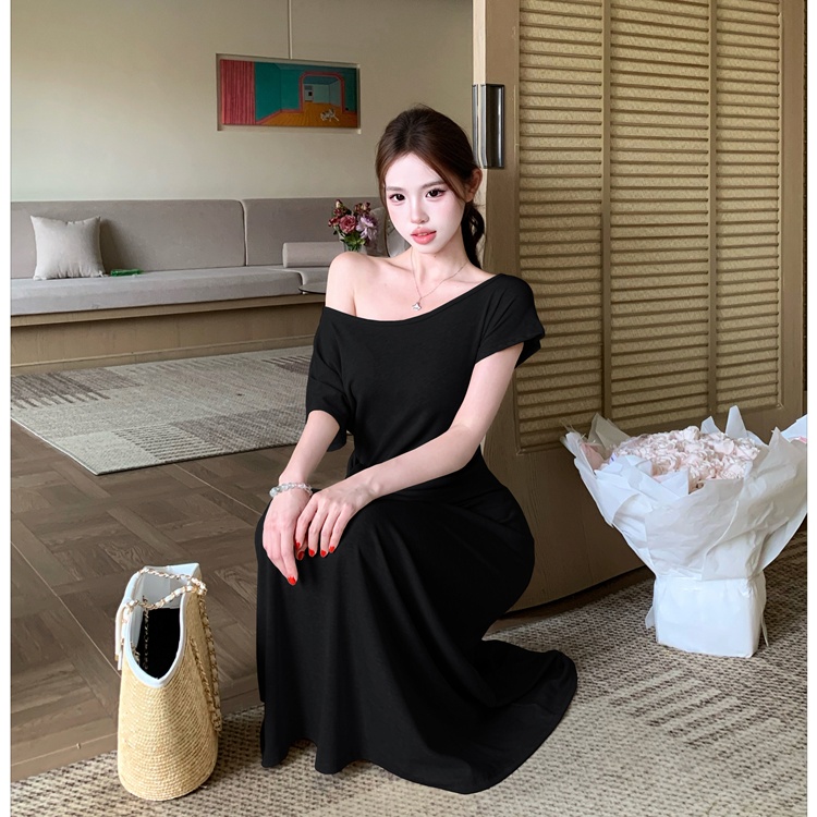 Summer pinched waist long dress slim frenum dress for women
