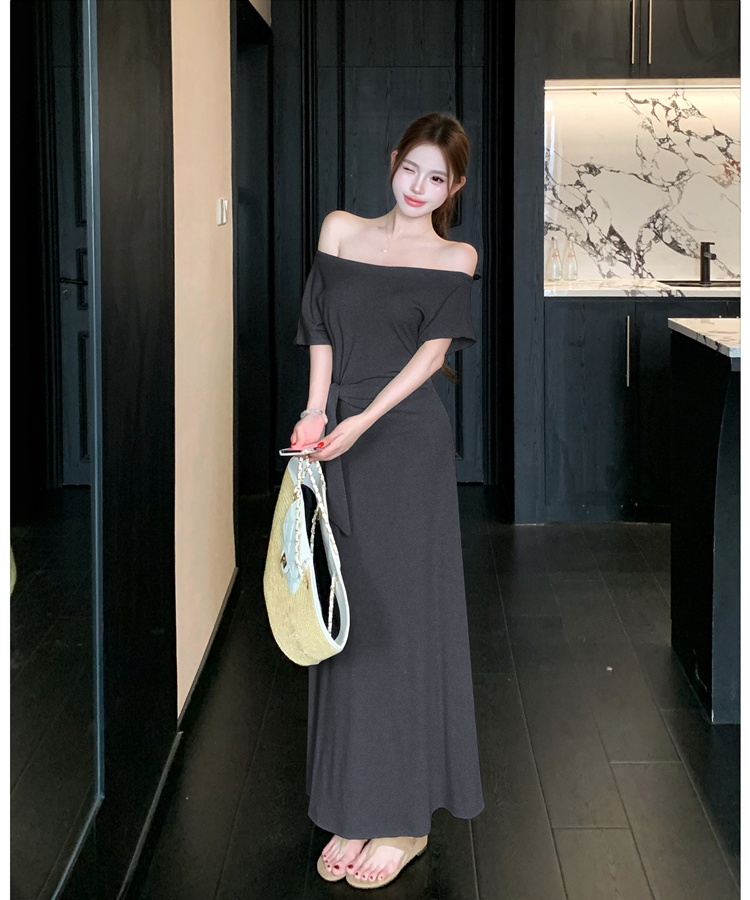 Summer pinched waist long dress slim frenum dress for women