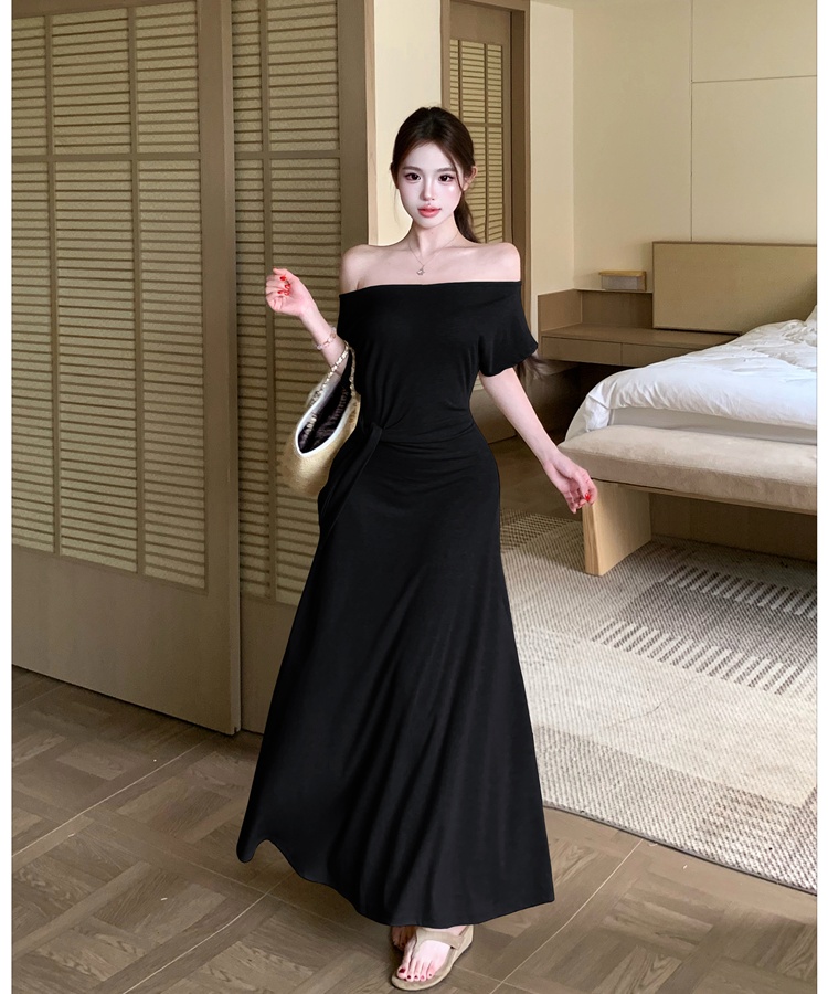 Summer pinched waist long dress slim frenum dress for women