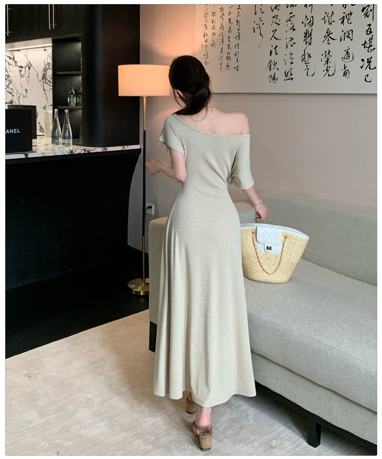 Summer pinched waist long dress slim frenum dress for women